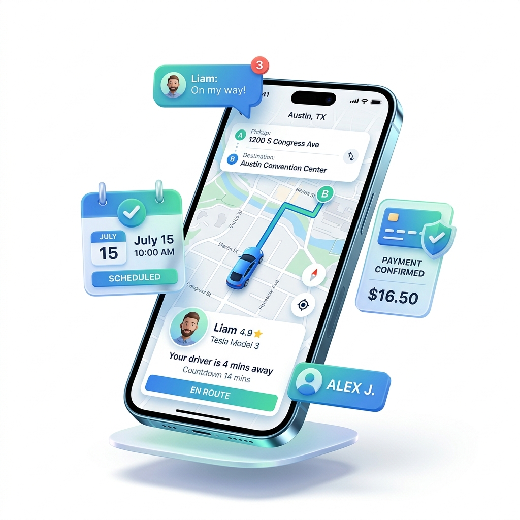 RidoApp Features Interface