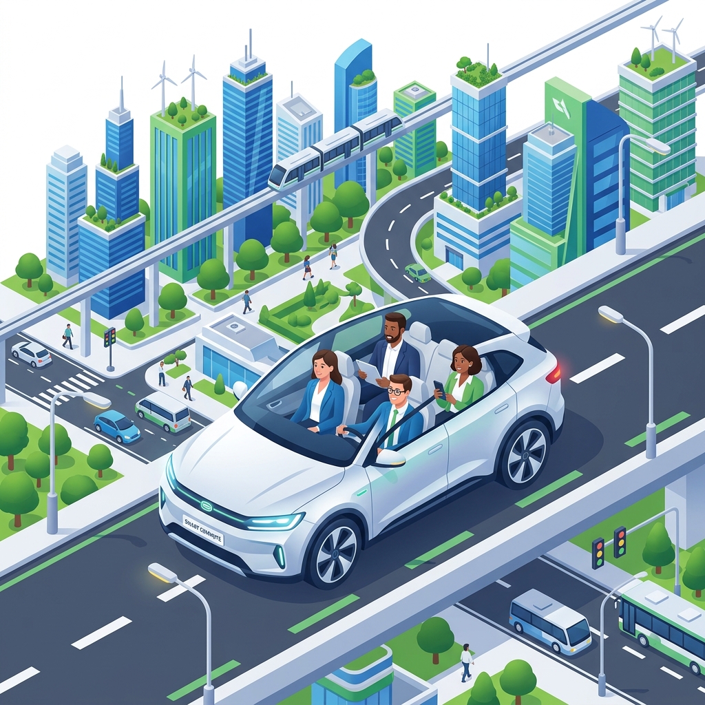 Professionals commuting in a city